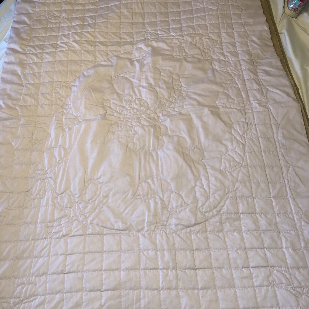Large Handmade Baby Quilt Lavender 53.5 x 38 inches Floral
